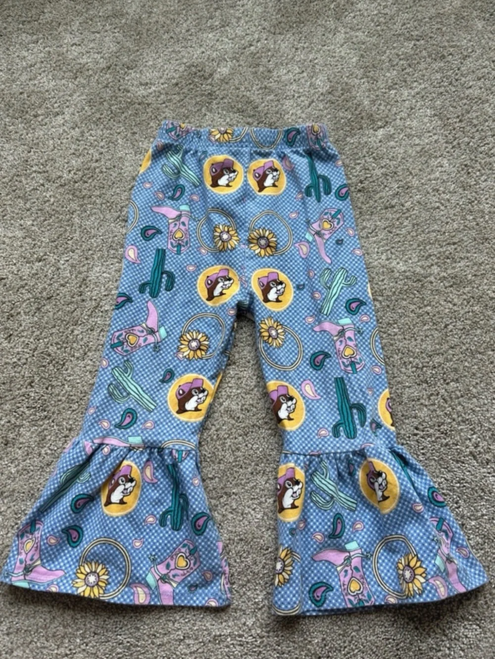 Buc-ee’s Girls Blue Floral & Cactus Ruffle Hem Pants